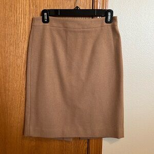 Camel Lined J. Crew Wool Pencil Skirt